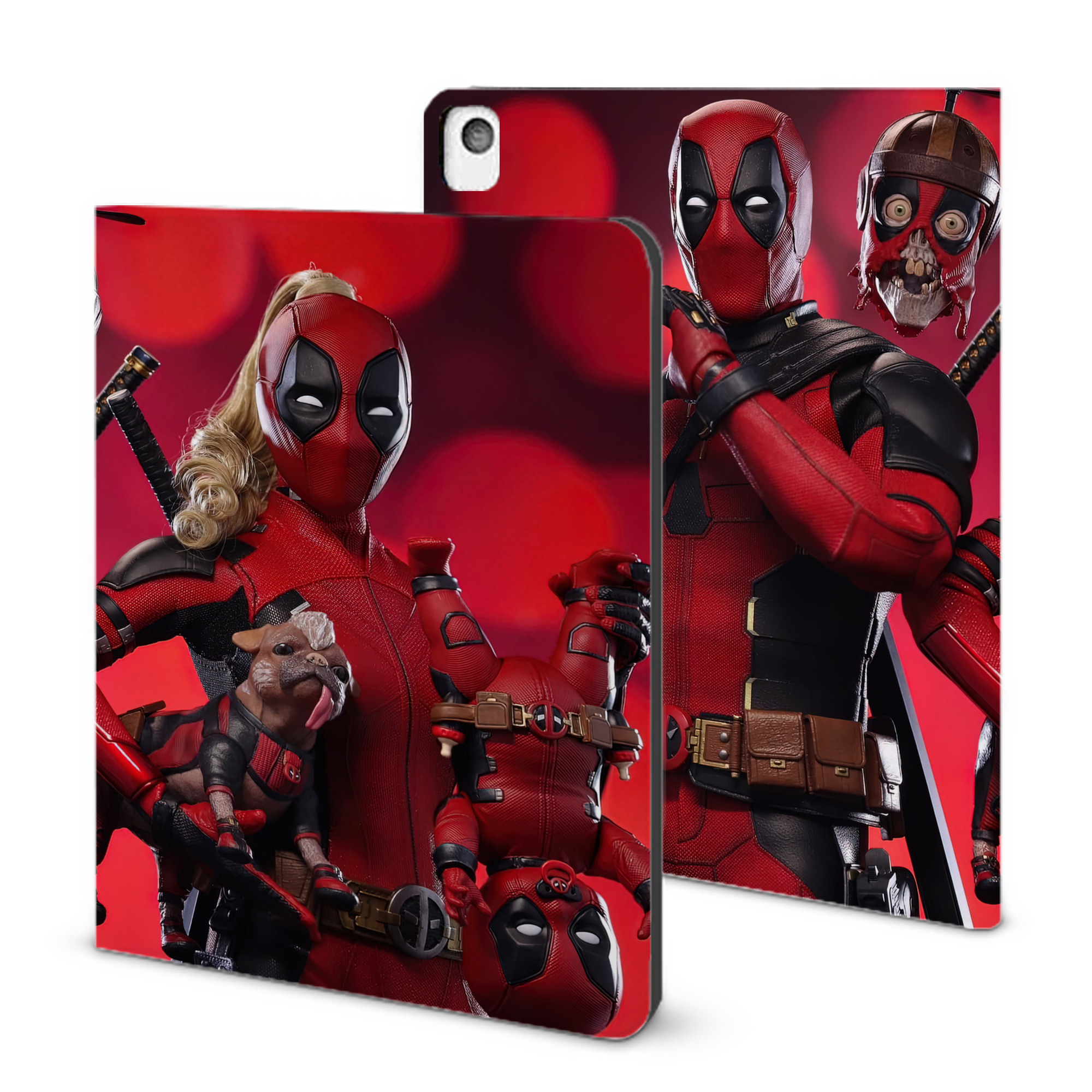 （画像用） Deadpool デッドプール IPadケース ペンホルダー付き ブックスタイルデザイン